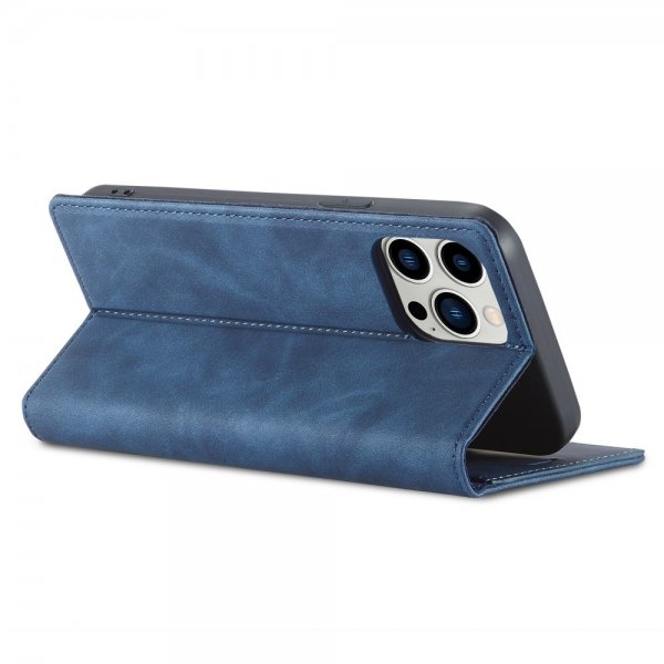 Lc.Imeeke iPhone 15 Pro Max -kotelo korttipaikalla, läppämalli, sininen