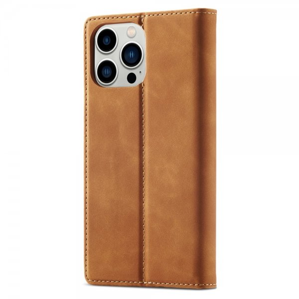 Lc.Imeeke iPhone 15 Pro Max Korttilompakkokotelo Flip Ruskea