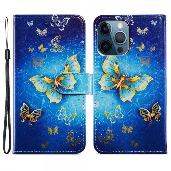 iPhone 15 Pro Max Kuori Kultainen Perhonen -kuviolla