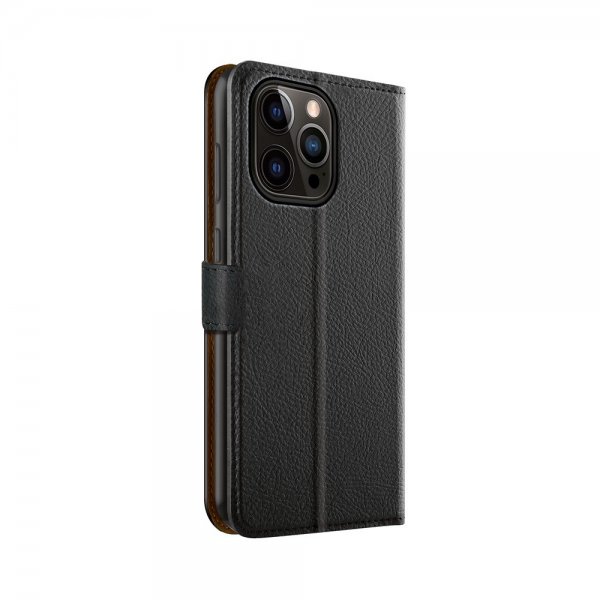 Xqisit iPhone 15 Pro Max -lompakkokotelo, Slim Wallet Selection, musta