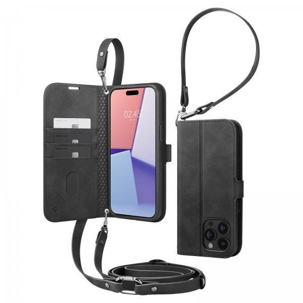 Spigen iPhone 15 Pro Max Wallet S Pro -suojakuori, musta