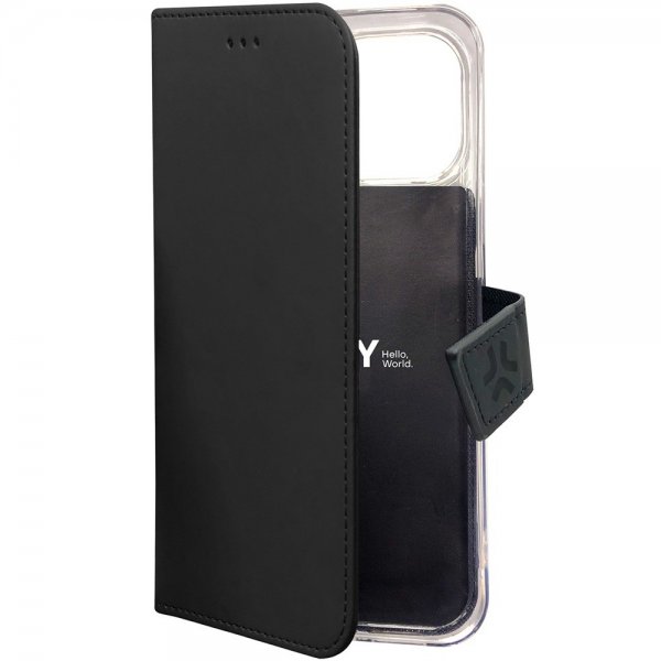 Celly iPhone 15 Pro Max -kotelo Wally Wallet Case Musta