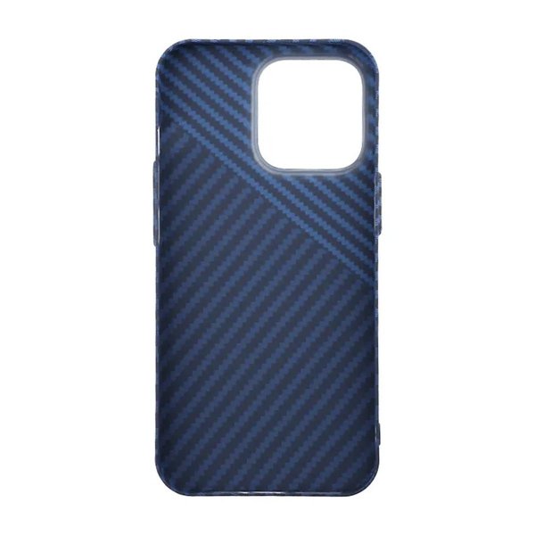 iPhone 15 Pro Max Kuori Hiilikuitukuvio Sininen Harmaa