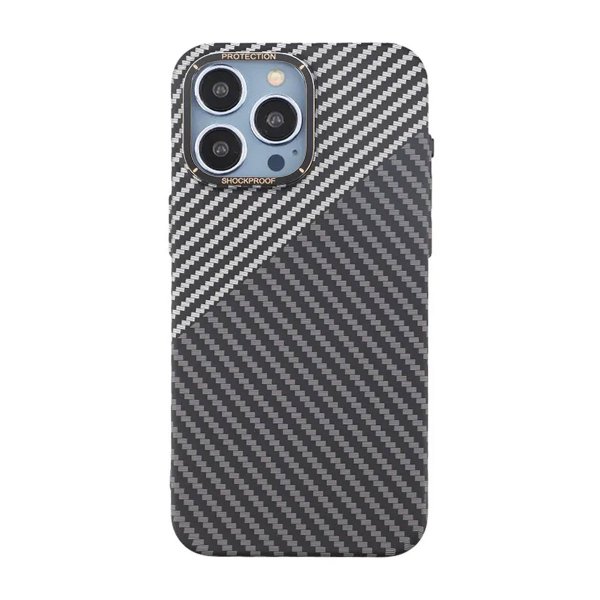iPhone 15 Pro Max Kuori Hiilikuitukuvio Musta Valkoinen