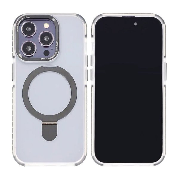 iPhone 15 Pro Max Kuori MagSafe Ulospäin taitettava jalustalla Harmaa