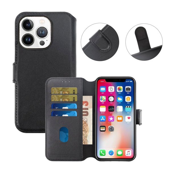 Rvelon iPhone 15 Pro Max Suojakuori Aitoa Nahkaa Musta