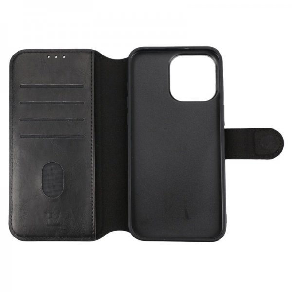 Rvelon iPhone 15 Pro Max Kuori 4 Korttipaikkaa MagSafe Musta