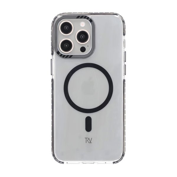 Rvelon iPhone 15 Pro Max Kuori TPU MagSafe Musta Läpinäkyvä