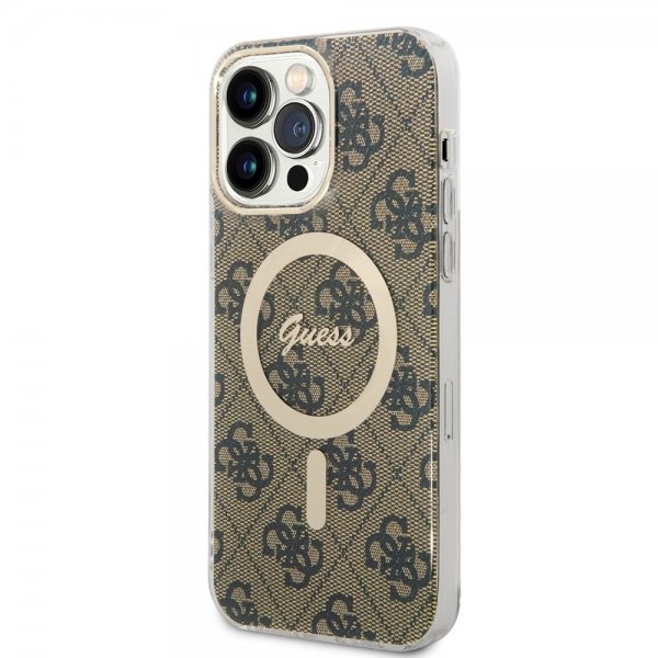 Guess iPhone 15 Pro Max Kuori 4G Pattern MagSafe Ruskea