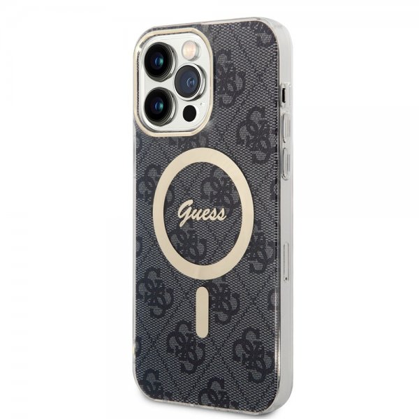 Guess iPhone 15 Pro Max Kuori 4G Pattern MagSafe Musta