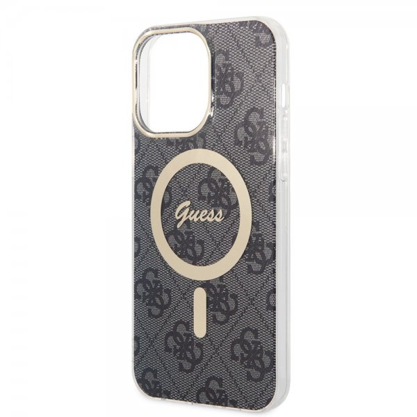Guess iPhone 15 Pro Max Kuori 4G Pattern MagSafe Musta