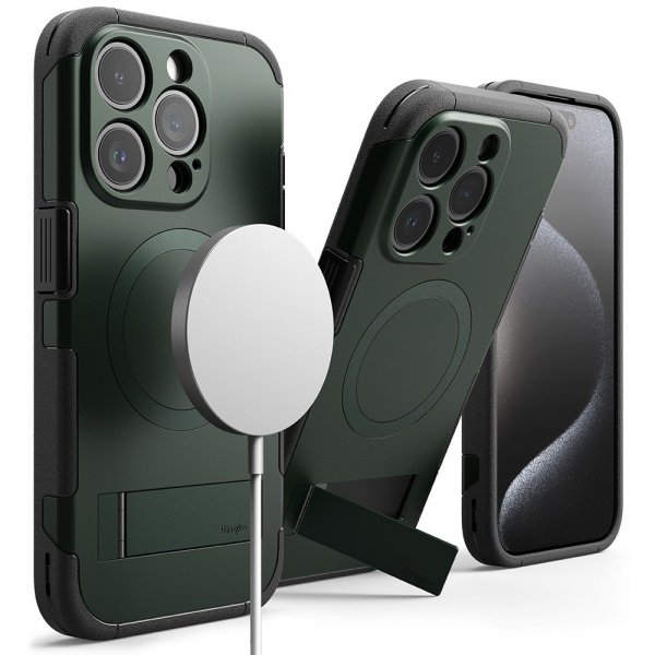 Ringke iPhone 15 Pro Max -suojakuori Alless MagSafe, tummanvihreä