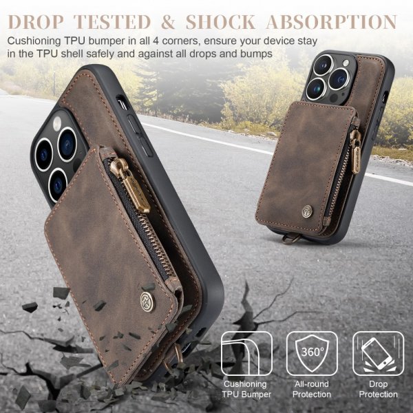 CaseMe iPhone 15 Pro Max Kuori C20-sarja Kahvi