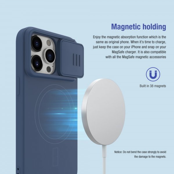 Nillkin iPhone 15 Pro Max Kuori CamShield Silky MagSafe Vaaleanvihreä