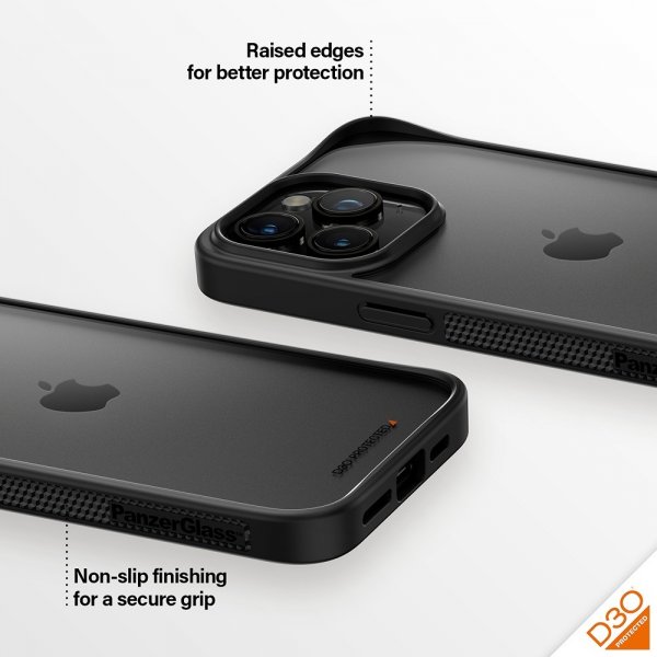 PanzerGlass iPhone 15 Pro Max -suojakuori ClearCase D3O, musta