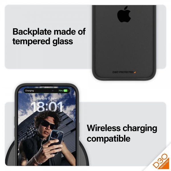 PanzerGlass iPhone 15 Pro Max -suojakuori ClearCase D3O, musta