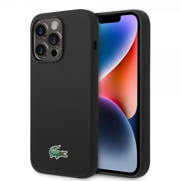 Lacoste iPhone 15 Pro Max -suojakuori Croc Logo MagSafe Musta