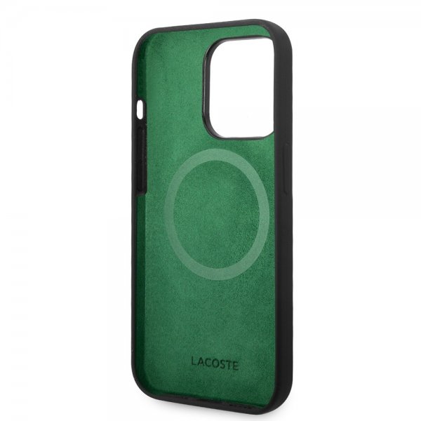 Lacoste iPhone 15 Pro Max -suojakuori Croc Logo MagSafe Musta