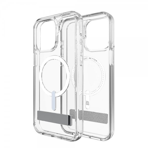 ZAGG iPhone 15 Pro Max -suojakuori Crystal Palace Snap Kickstand Clear