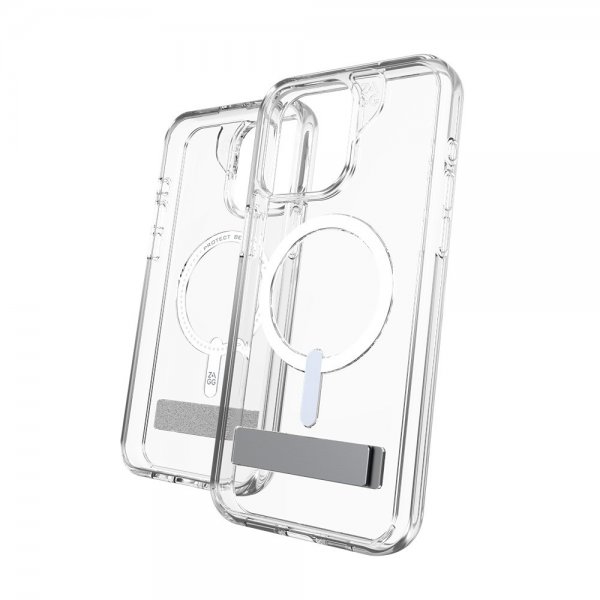 ZAGG iPhone 15 Pro Max -suojakuori Crystal Palace Snap Kickstand Clear