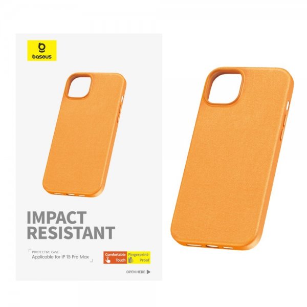 Baseus iPhone 15 Pro Max Kuori Fauxther Series Oranssi