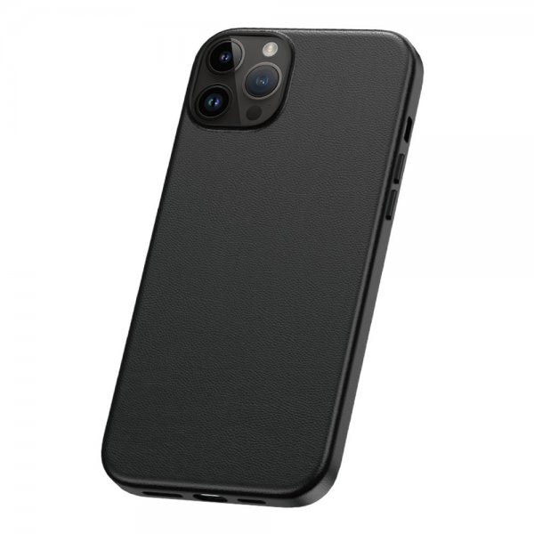 Baseus iPhone 15 Pro Max -suojakuori, Faux Leather -sarja, musta