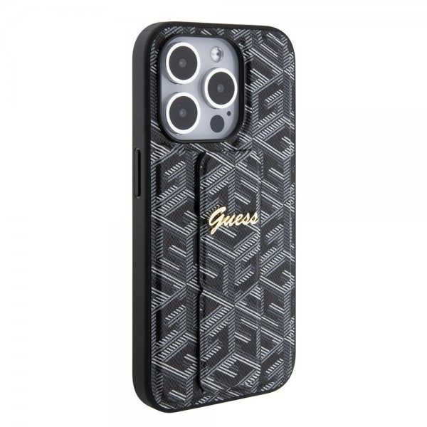 Guess iPhone 15 Pro Max Kuori G Cube Grip Stand Musta