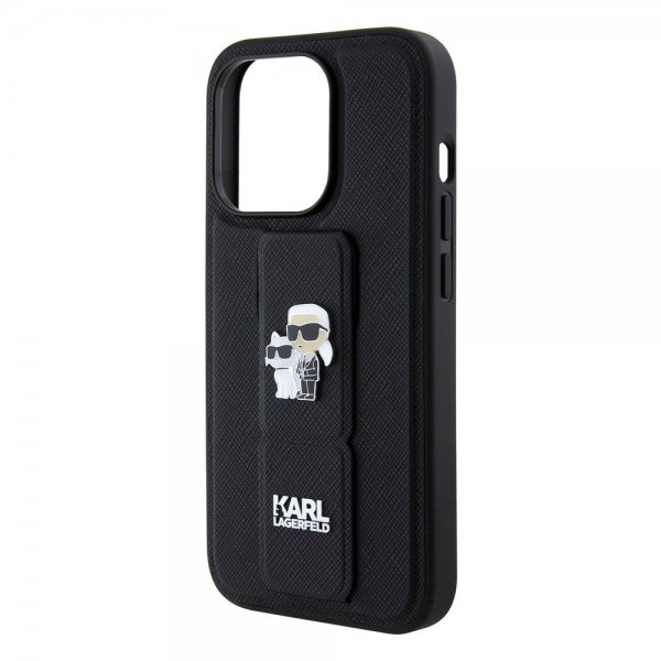 Karl Lagerfeld iPhone 15 Pro Max -suojakuori jalustatoiminnolla, musta