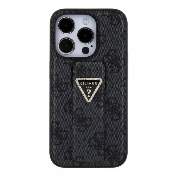 Guess iPhone 15 Pro Max Kuori Grip Stand Function Musta