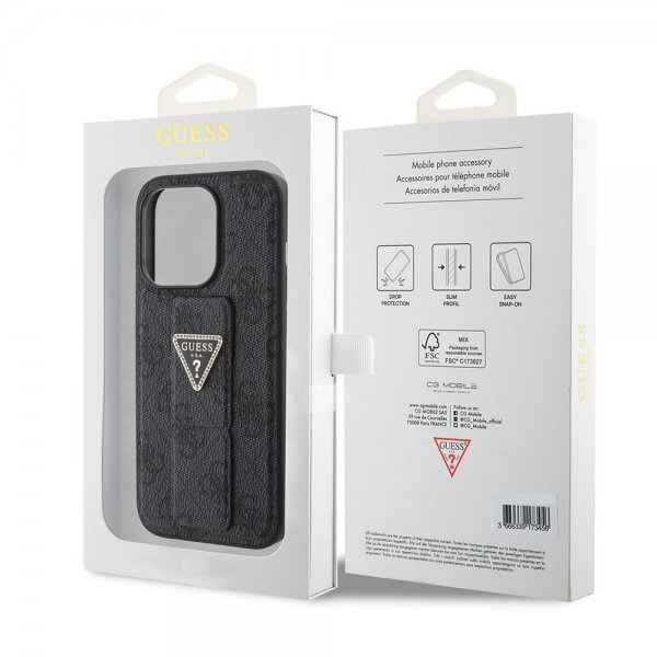 Guess iPhone 15 Pro Max Kuori Grip Stand Function Musta
