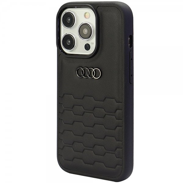 Audi iPhone 15 Pro Max Kuori GT Synteettinen Nahka Musta