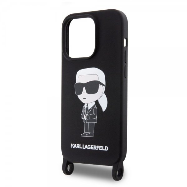 Karl Lagerfeld iPhone 15 Pro Max Suojakuori Ikonik Crossbody Musta