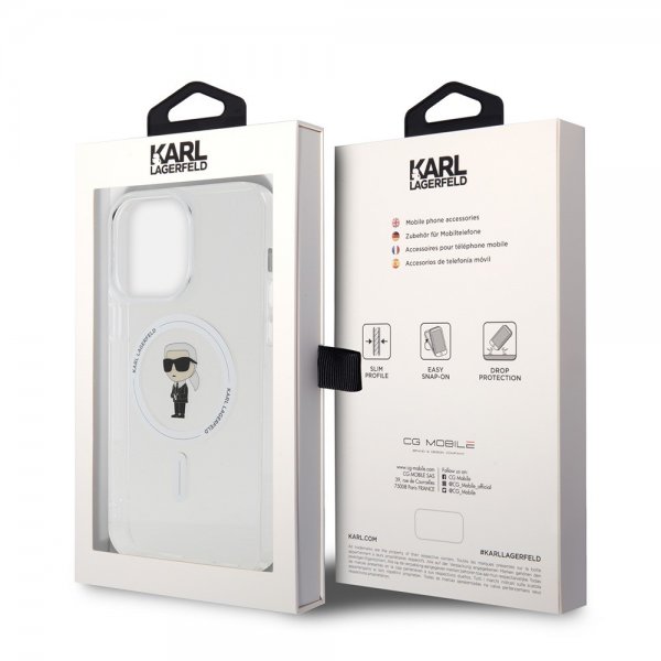 Karl Lagerfeld iPhone 15 Pro Max -kuori Ikonik MagSafe, läpinäkyvä