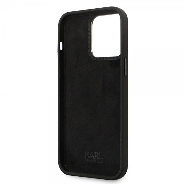 Karl Lagerfeld iPhone 15 Pro Max Kuori Ikonik Metal Pin Musta