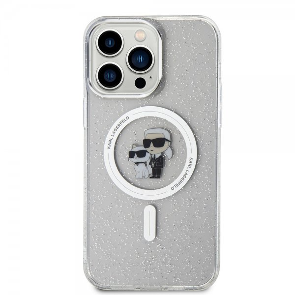 Karl Lagerfeld iPhone 15 Pro Max Kuori Karl & Choupette Glitter MagSafe Läpinäkyvä