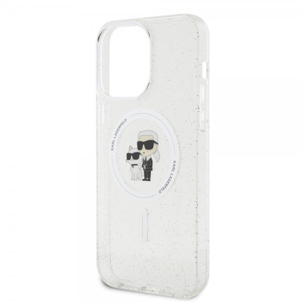 Karl Lagerfeld iPhone 15 Pro Max Kuori Karl & Choupette Glitter MagSafe Läpinäkyvä