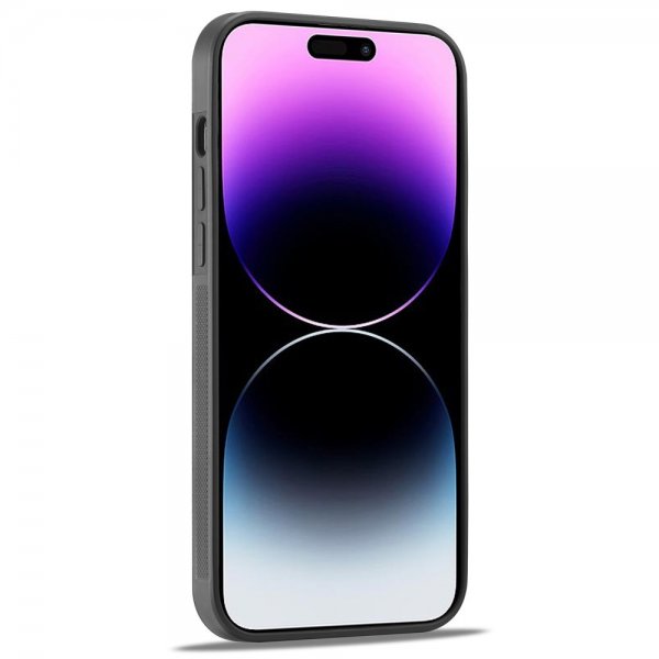 Lc.Imeeke iPhone 15 Pro Max Kuori Hiilikuitutekstuuri Punainen Raita Musta