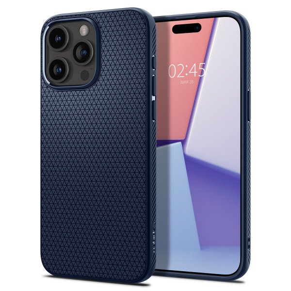 Spigen iPhone 15 Pro Max -suojakuori, Liquid Air, Navy Blue