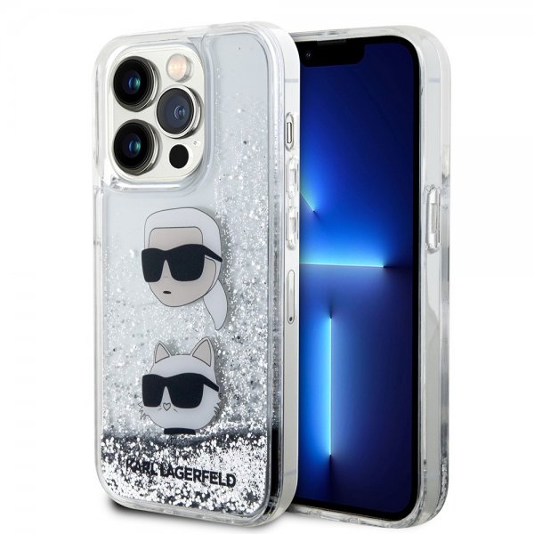 Karl Lagerfeld iPhone 15 Pro Max Kuori Liquid Glitter Karl & Choupette Hopea