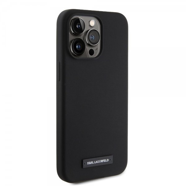 Karl Lagerfeld iPhone 15 Pro Max Kuori Liquid Silicone MagSafe Musta