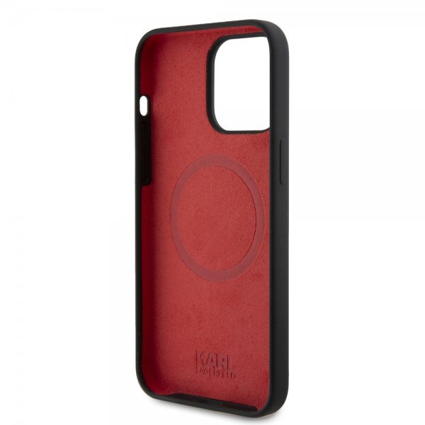 Karl Lagerfeld iPhone 15 Pro Max Kuori Liquid Silicone MagSafe Musta