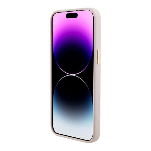 Guess iPhone 15 Pro Max Kuori Liquid Silicone Metal Logo Pink