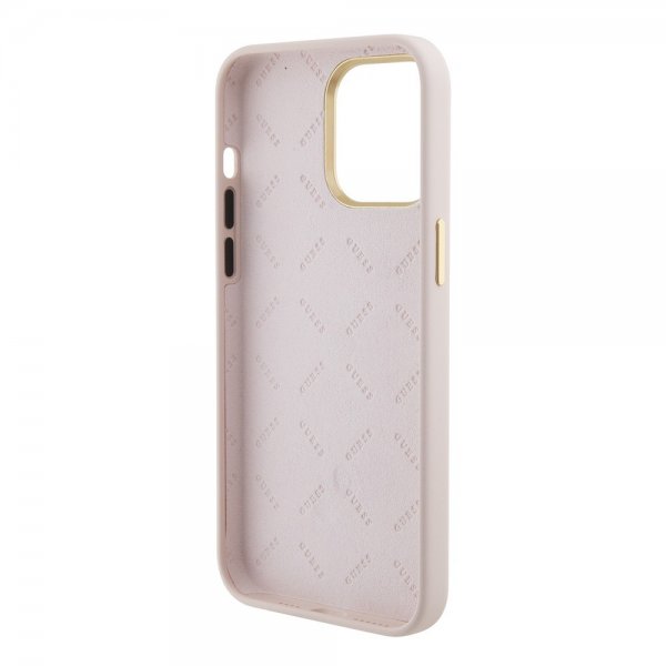Guess iPhone 15 Pro Max Kuori Liquid Silicone Metal Logo Pink