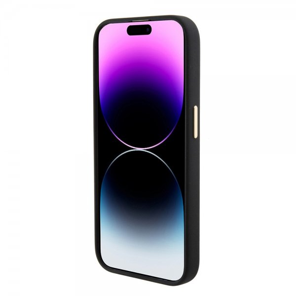 Guess iPhone 15 Pro Max Kuori Liquid Silicone Metal Logo Musta