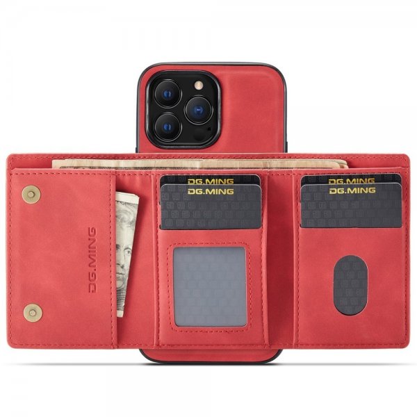 Dg.Ming iPhone 15 Pro Max Kuori M1 Series Irrotettava Korttipidike Punainen