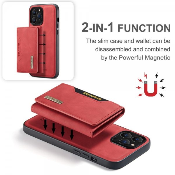 Dg.Ming iPhone 15 Pro Max Kuoret M2-sarjan Irrotettava Korttipidike Punainen