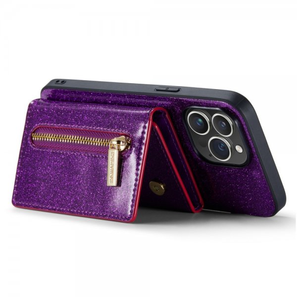 Dg.Ming iPhone 15 Pro Max Kuori M3-sarjan irrotettava korttipidike, kimalteleva, violetti
