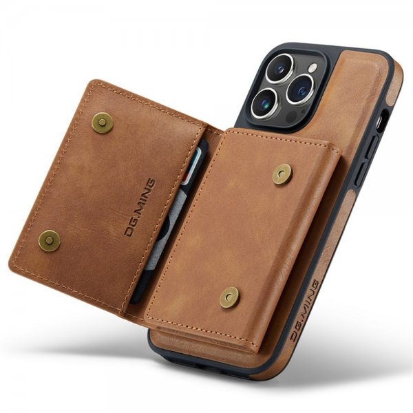 Dg.Ming iPhone 15 Pro Max kuori, M5-sarja, irrotettava korttikotelo, ruskea
