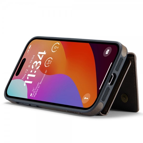 Dg.Ming iPhone 15 Pro Max Kuori M5-sarja Irrotettava Korttipidike Kahvi