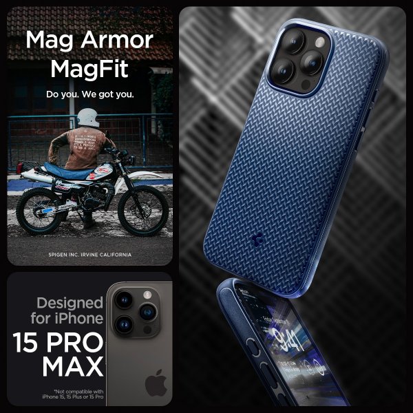 Spigen iPhone 15 Pro Max Kuori Mag Armor MagFit Navy Blue
